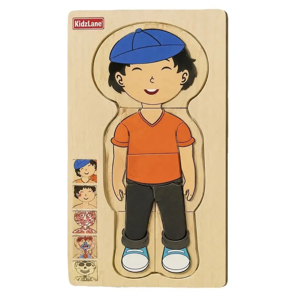 Kidzlane My Body Puzzle Boy Anatomy Wooden Montessori‎ Learning Toy 29 Piece NIB